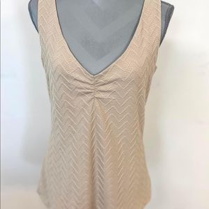 WHBM Size Large Ecru Textured Lined Tank Top
